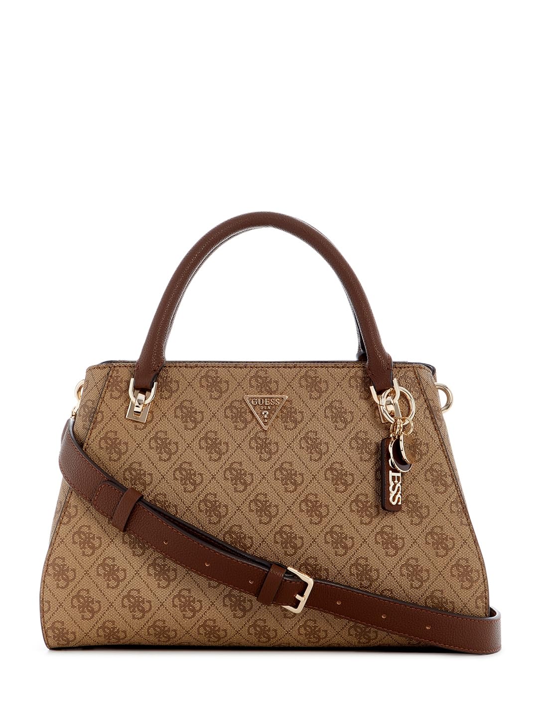 GUESS Noelle II Luxus Satchel Latte Logo/Brown