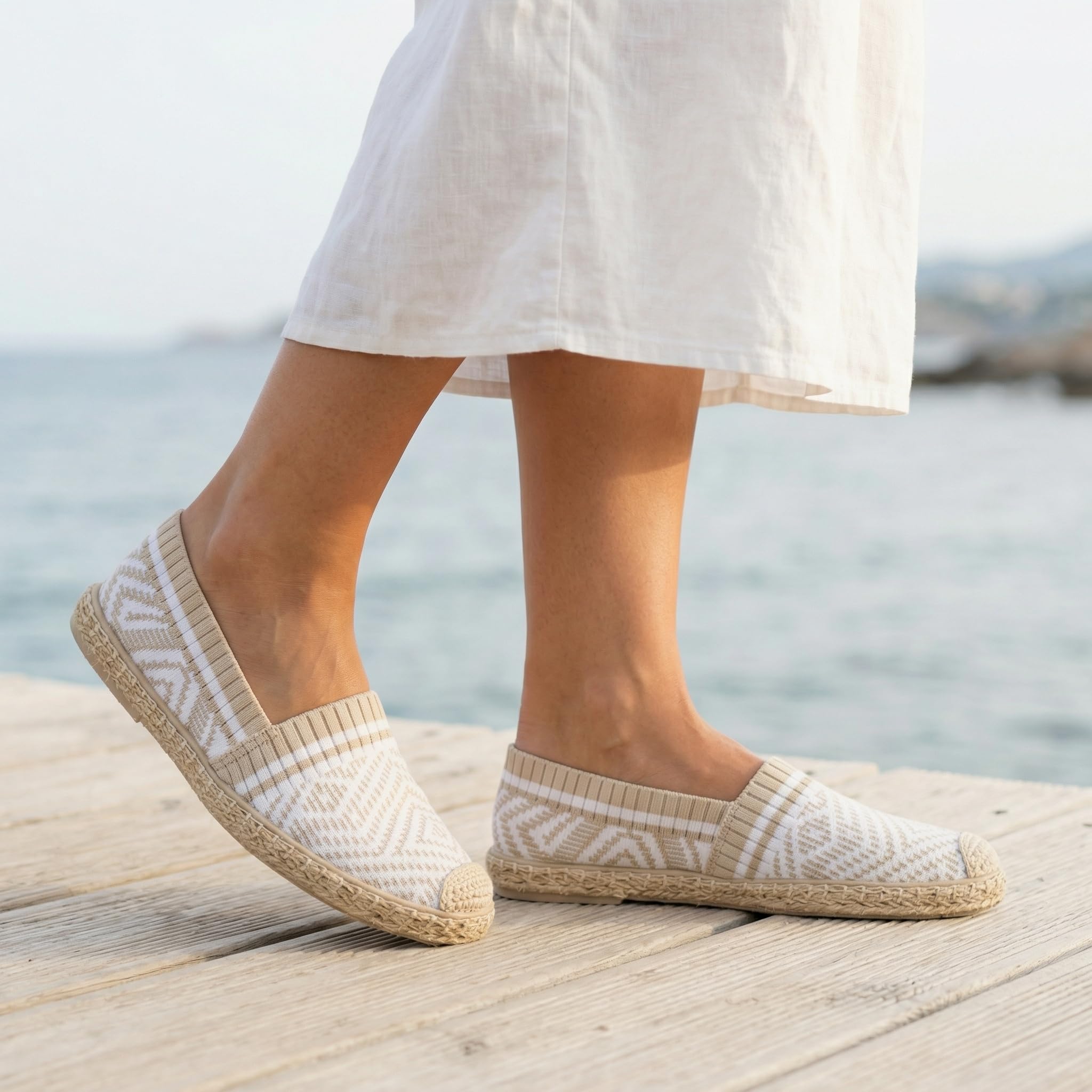GLAMORA Alpargatas Mujer Verano Esparto Planas, Lona Transpirable elástica, Suela Trenzada Antideslizante, Calzado cómodo Ligero Casual, Zapato Tejido Flexible