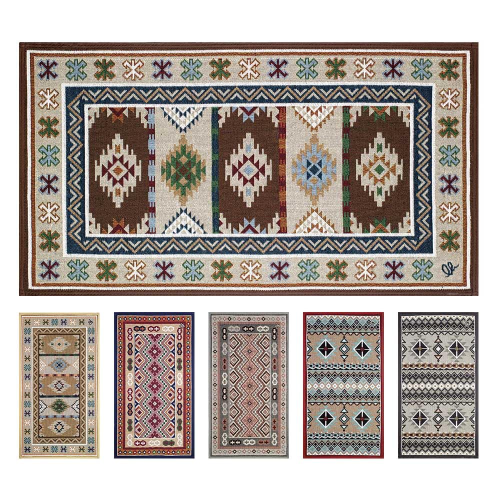 OLIVO.shop | SPRINT KILIM Tapis de cuisine moderne GEOMETRIque, corsia antidérapant géométrique, différentes dimensions (55 x 280 cm, marron)