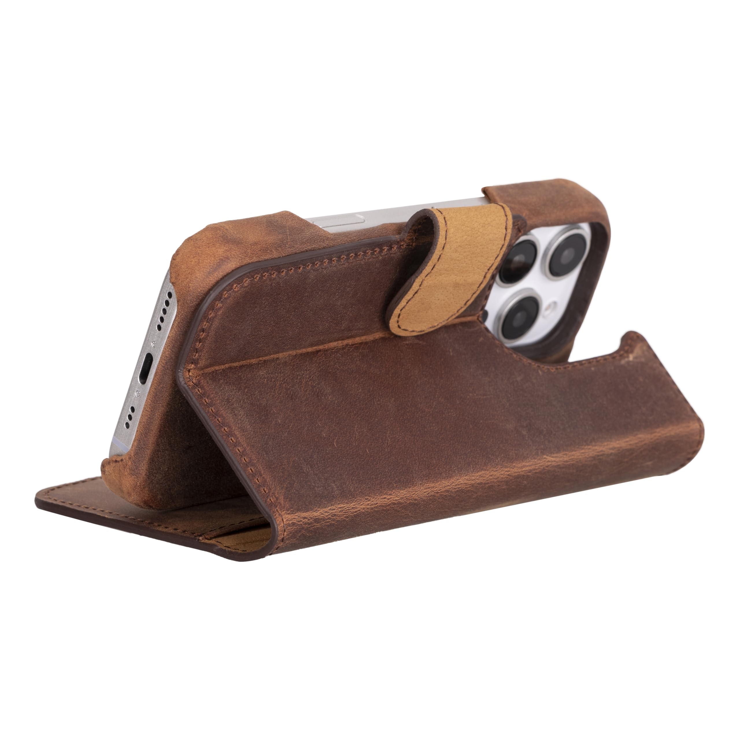Leren iPhone 14 Hoes Bookcase Cognac - Barneys Leather