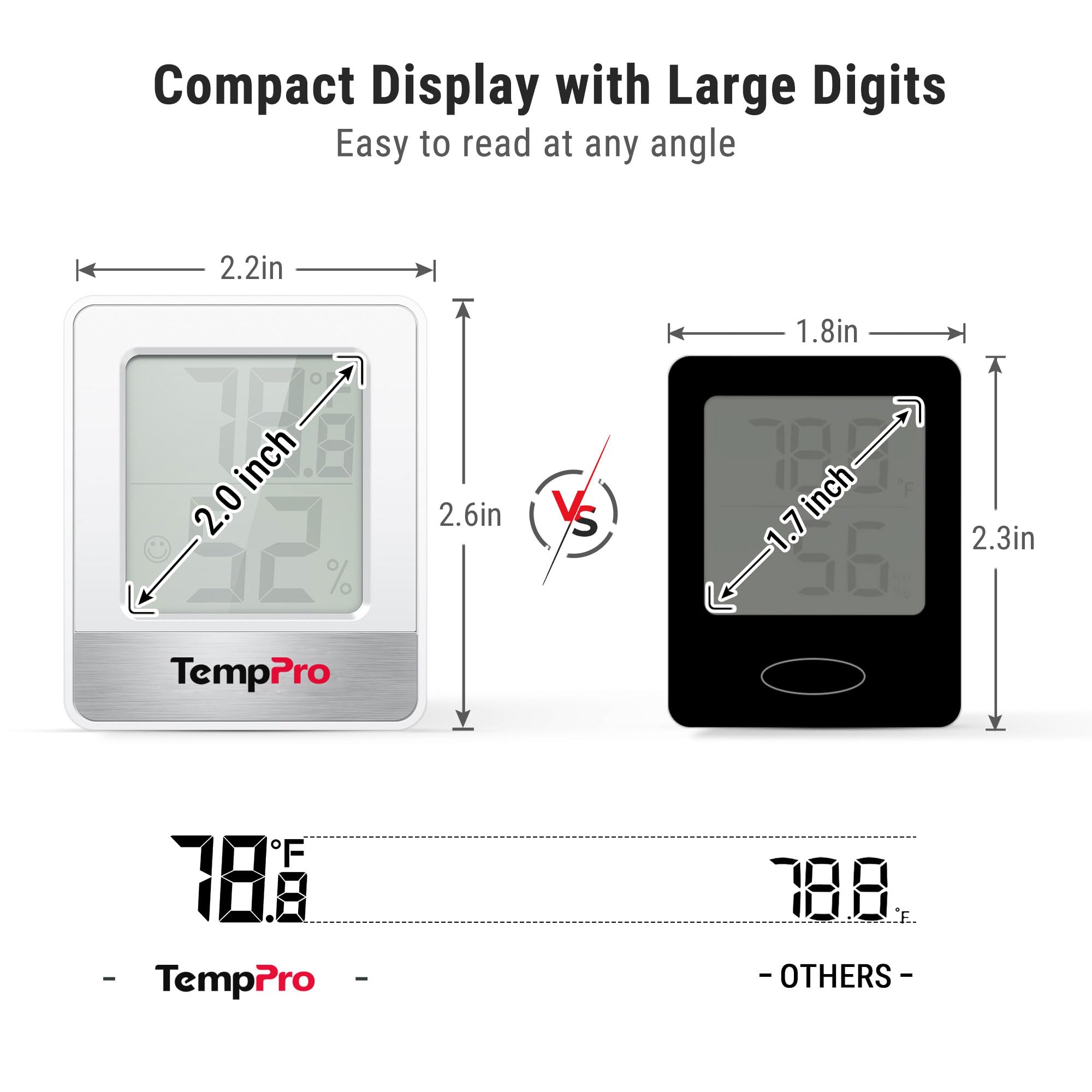 ThermoPro TP49W Hygrometer Indoor Thermometer with Large Digital View Humidity Meter with Temperature and Humidity Sensor Aquarium thermometer for Humidity Monitor for Greenhouse Cellar Garage - 3