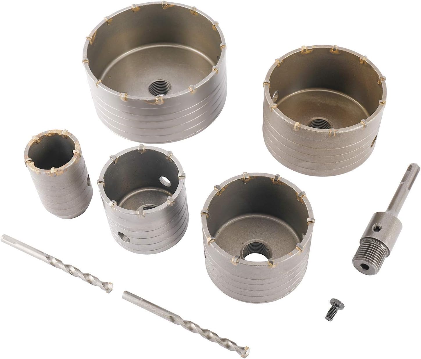 8Pcs Concrete Hole Saw Kits, 40mm 65mm 80mm 100mm 125mm 5pcs SDS Plus