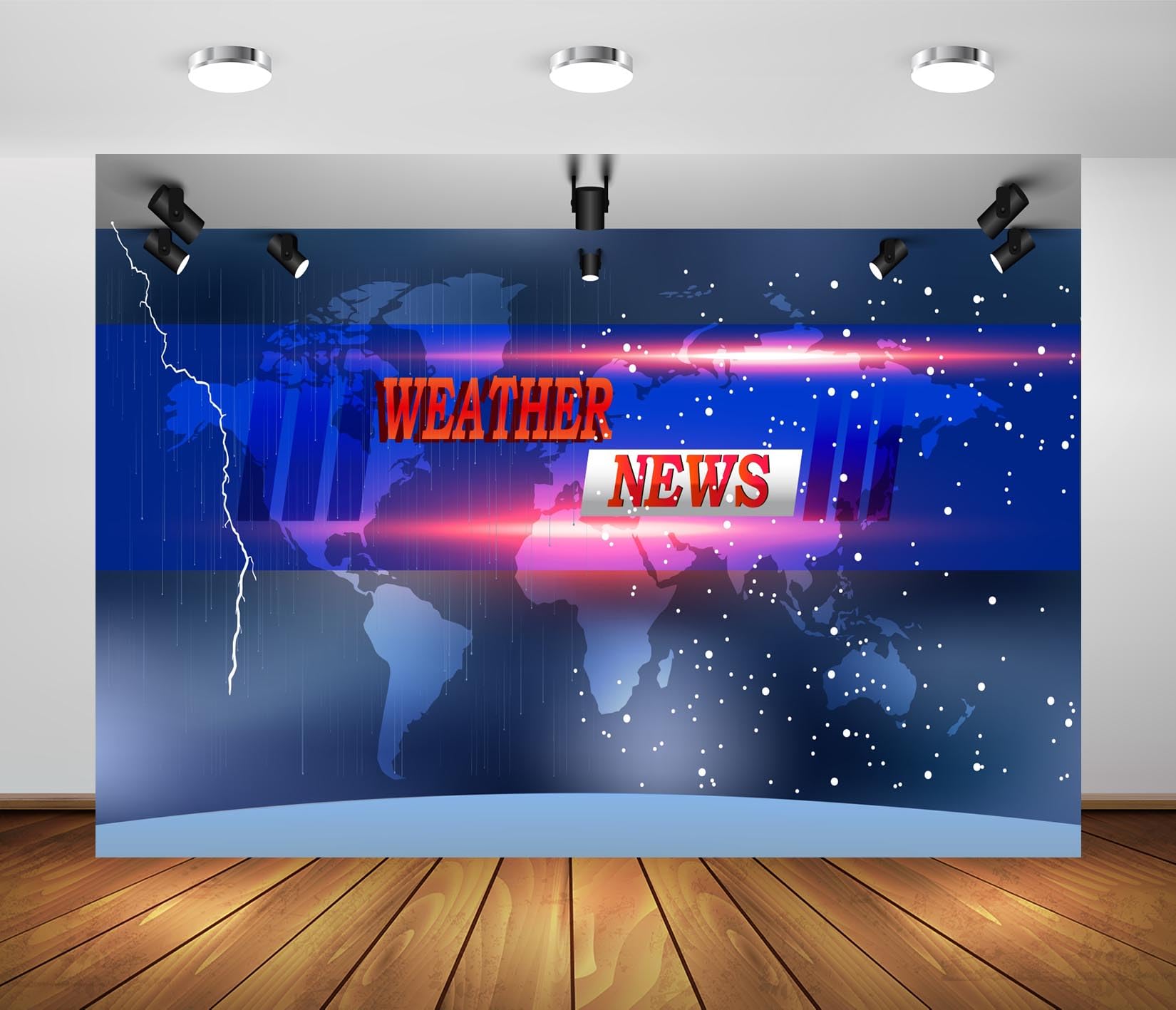 BELECO 10x6.5ft Fabric Weather News Backdrop Newsroom Weather Forecast of Bad Weather, News Broadcast Studio News Background Backdrop News Anchor Kids