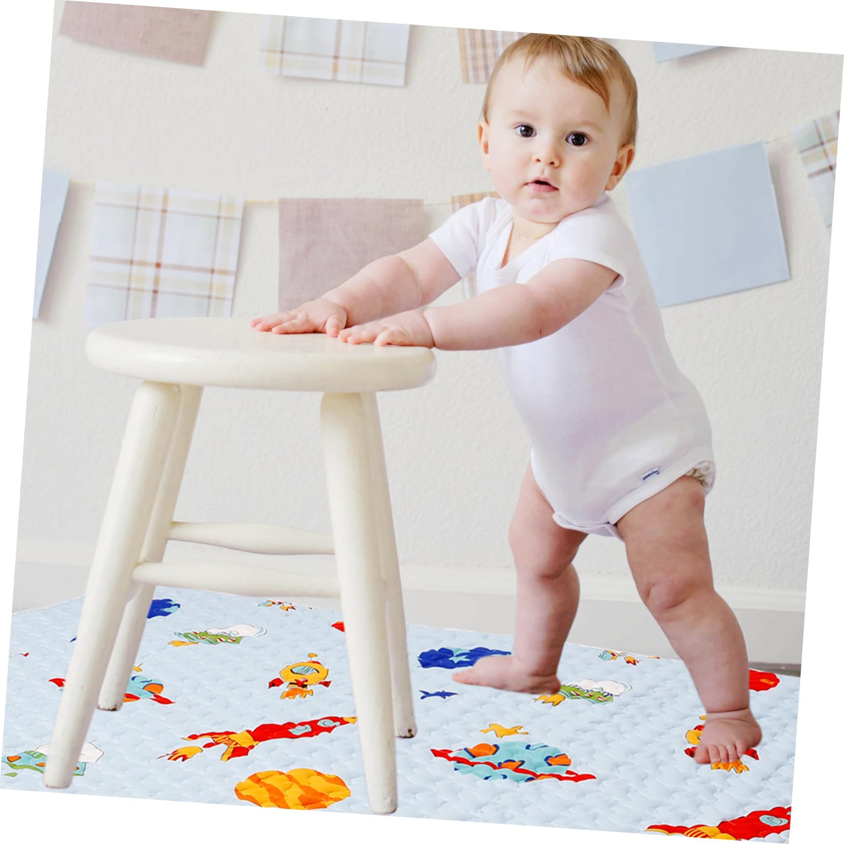 SUPVOX Tapis de Table pour Chaise Haute Bébé Antidérapant en Tissu Doux et Confortable, Design Polyvalent et Mignon pour Protéger le Sol Pendant les Repas et Jeux