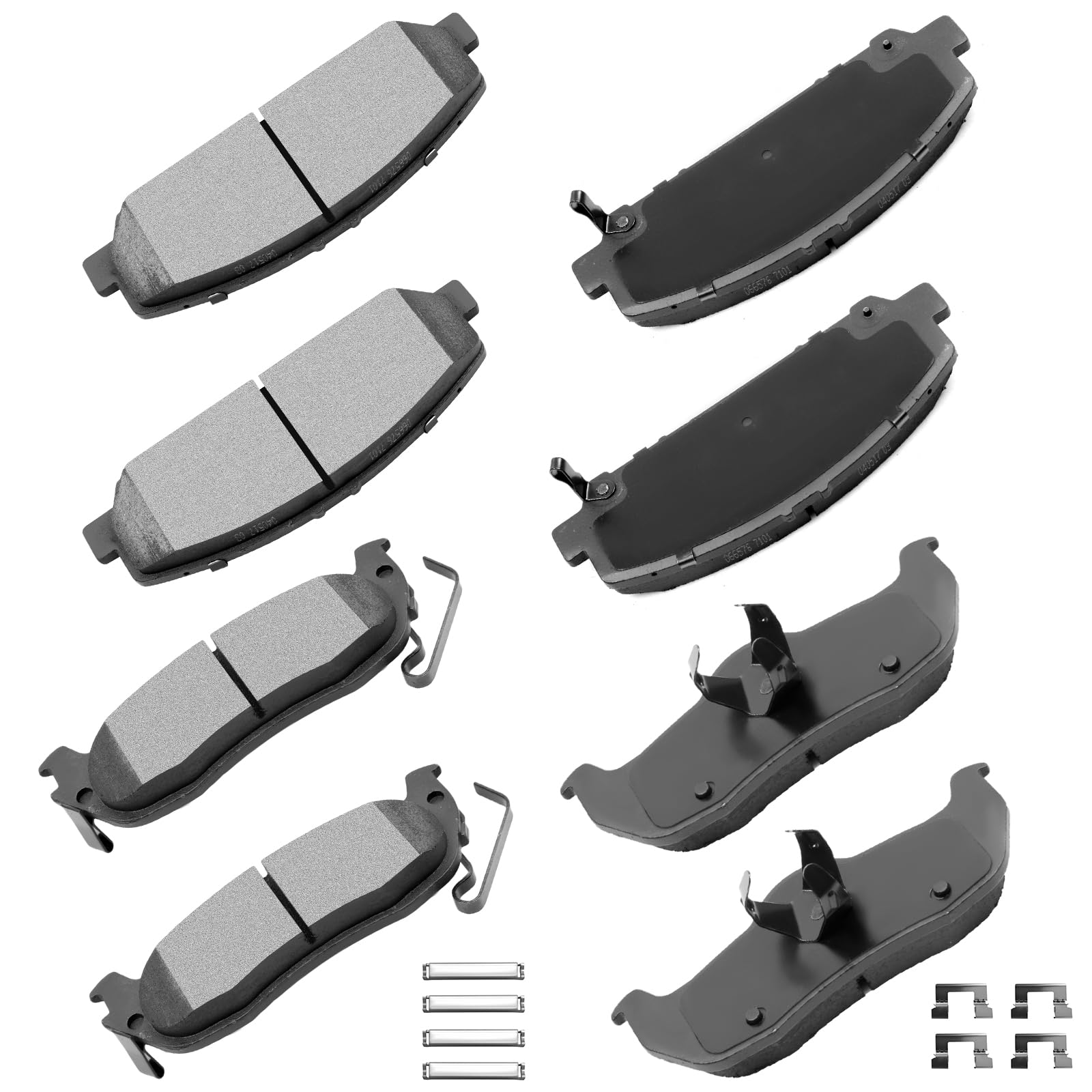 cciyu D1041 D1286 Brake Pads w/Hardware Front Rear Disc Brake Pad Set