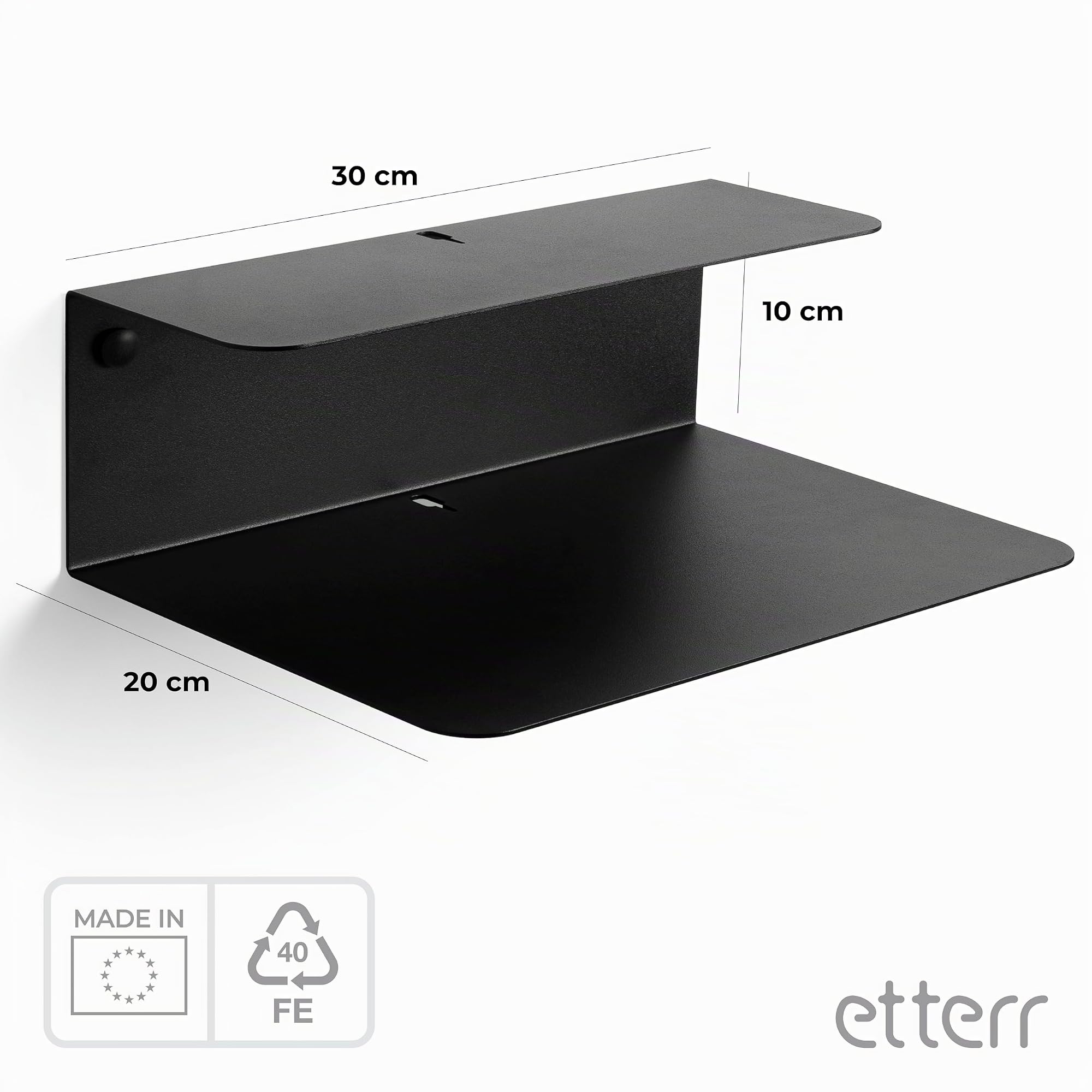 Table de chevet. Table d'appoint 2 pièces, noir, 20 x 30 x 10 cm