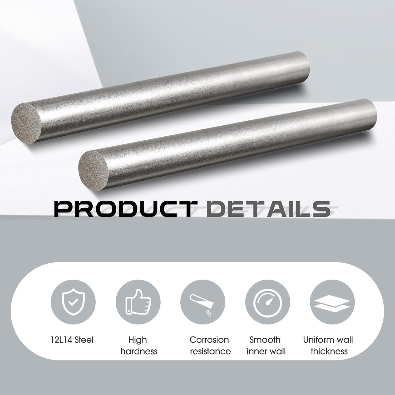 Gisafai 2 Pcs 12L14 Steel Bar 3/4" Diameter, 12" Length Round Stock Rod 12L14 Steel Round Bar for Craft Accessories Tool