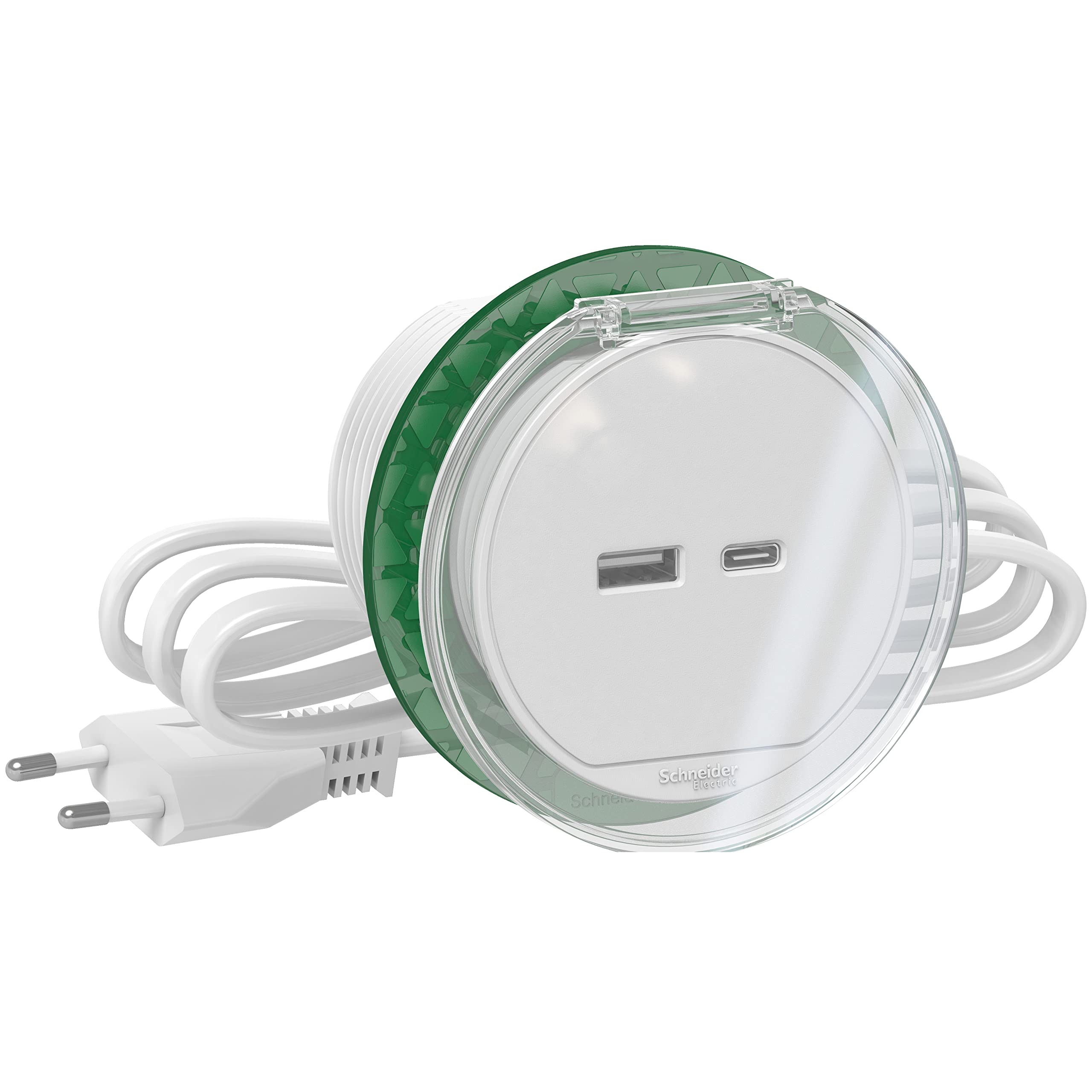 Schneider Electric - Unica System+ - bloc de prise à encastrer XS - USB A+C - câble 2m - blanc - INS44008