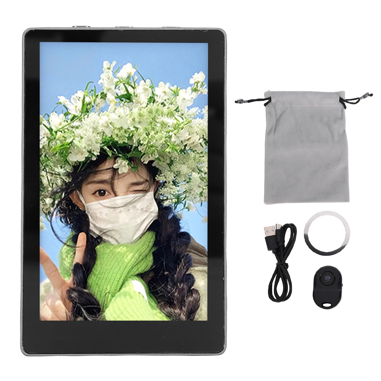 Gedourain Schermo di Visualizzazione HD per Monitoraggio Selfie del Telefono con Attacco Magnetico per Accoppiamento Rapido, Fotografia Visiva BT per Appassionati di Fotografia All'aperto (Grigio)