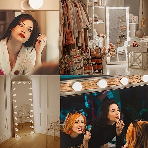 Miniatura 21 de Paquete de 4 bombillas de luz diurna para baño, equivalente a 60 vatios, base mediana E26, bombillas LED G25 para tocador de baño, bombilla redonda