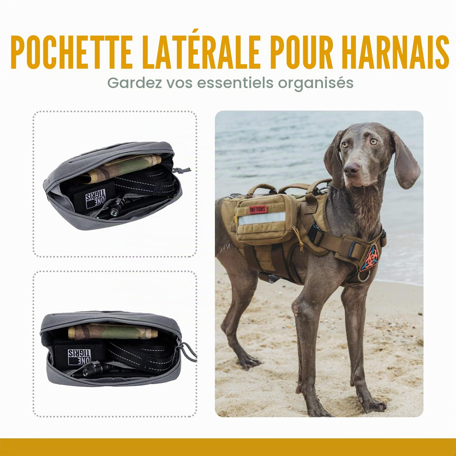 OneTigris Sac d'alimentation 2.0 Chien avec des délices de donneurs à excréments pour Chiens avec Beaucoup d'espace de Stockage pour Les salles de Marche et l'entraînement pour Chiens