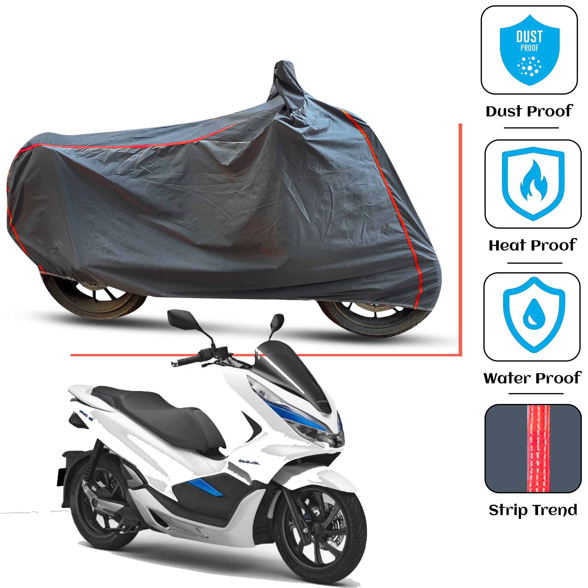 FAMEXON HYPRA Nylon Waterproof Cover with Piping Design Long Last All Weather Cover for Honda Forza DCX