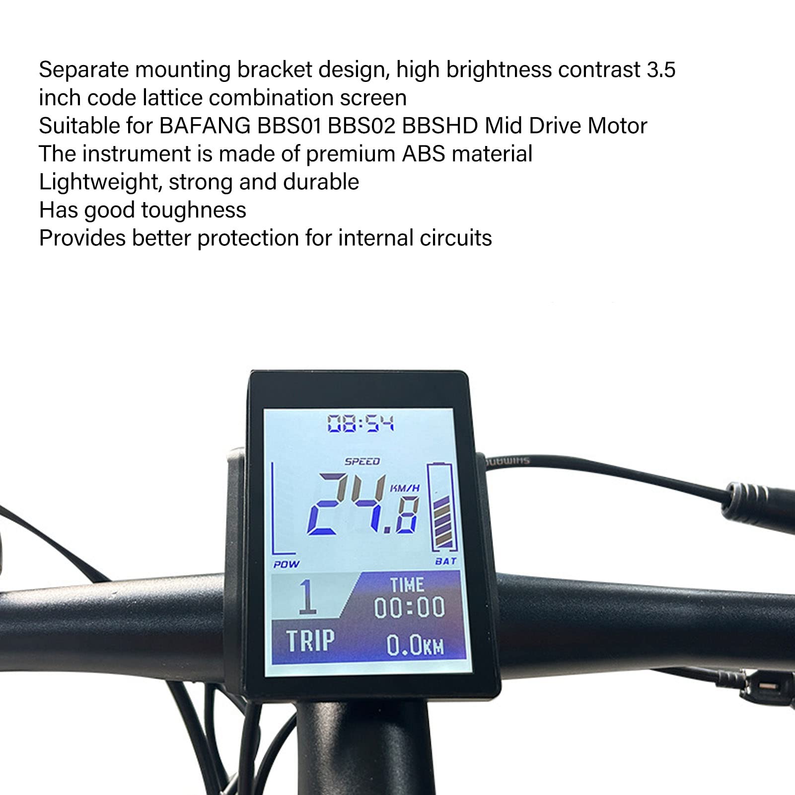 Buachois Pantalla LCD Impermeable para Bicicleta Eléctrica 24V 36V 48V