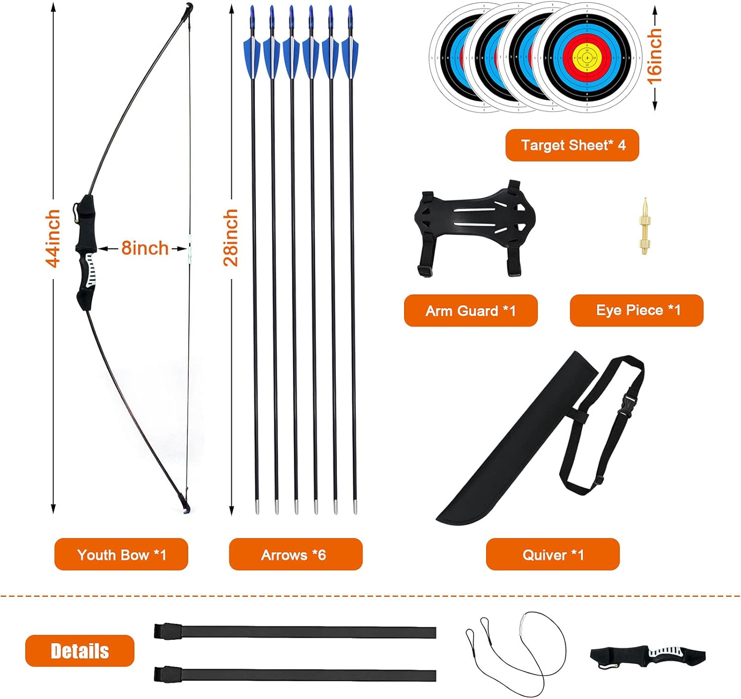 PODSKVER Archery Recurve Bow Set - Youth Arrow Bow Set, Archery Training Equipment Recurve Bow Kit for Beginner Adults Teens Kids, Outdoor Sports Hunting Archery Practicing (Black) : Sports & Outdoors