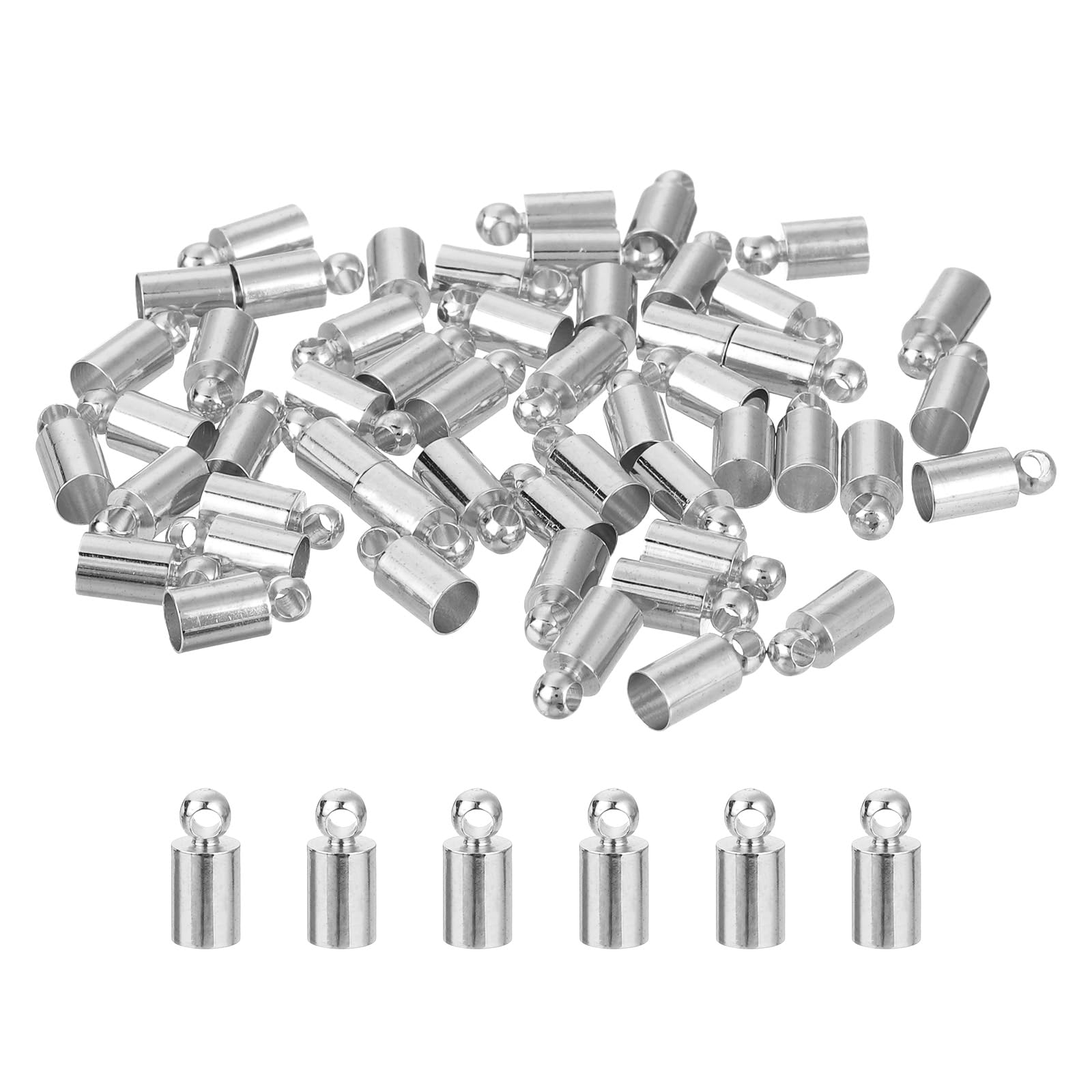 Embout de cordon en cuir 4mm finition rhodium éclatante pour bijoux