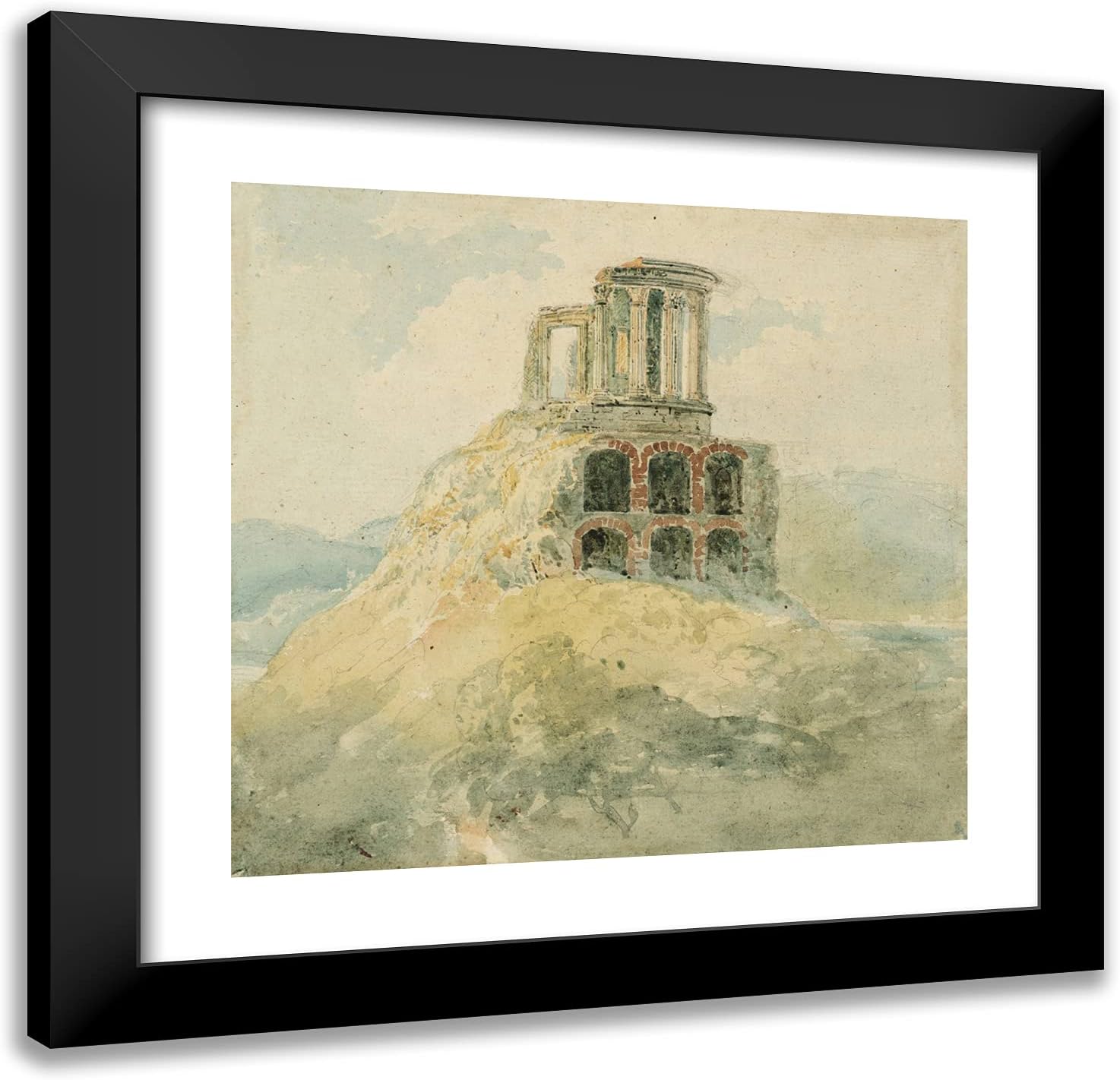 ArtDirect Girtin, Thomas 21x20 Gold Ornate Framed Art Print with Double Matting Titled: A Temple of Vesta
