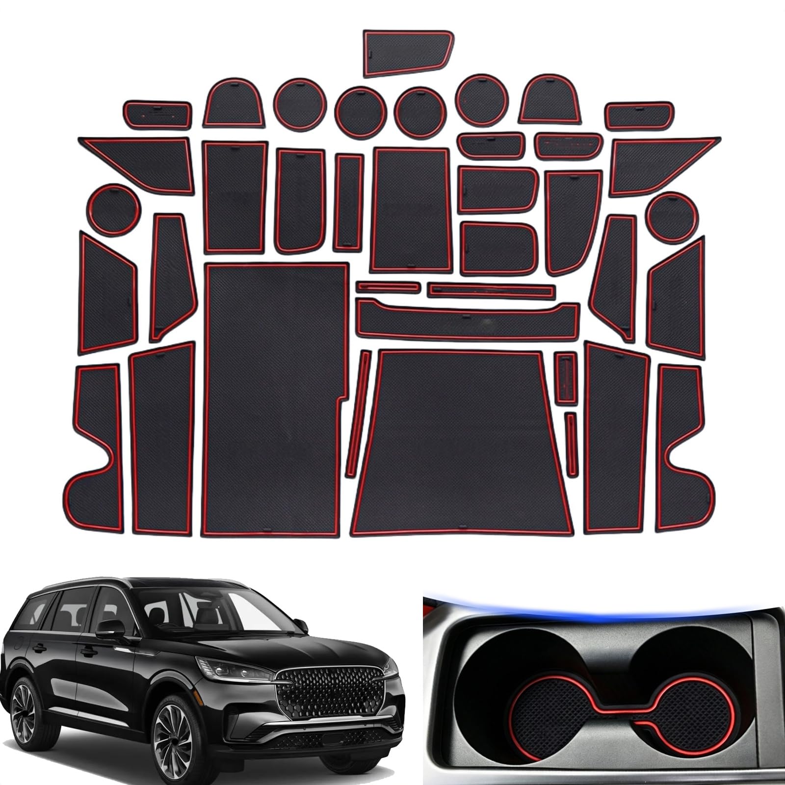 Alfombrillas de Lincoln Aviator antiderrapantes para portavasos y consola de coche