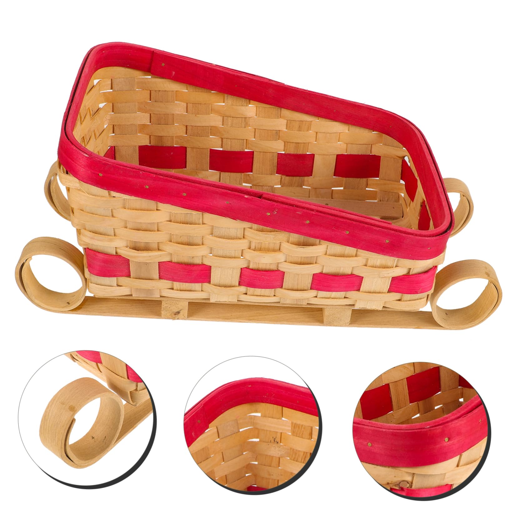 PRETYZOOM 2St Festival- Schlittenverzierung Weihnachtsaccessoires Schnee weihnachtsbasteln weihnachts basteln Weihnachtsschmuck weihnachtliche Wohnkultur Bambus weben rot