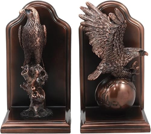 Miniatura 6 de Ebros Gift Alas de la gloria del premio académico Águila calva en globo y rama, sujetalibros de bronce galvanizado patriótico águila americana