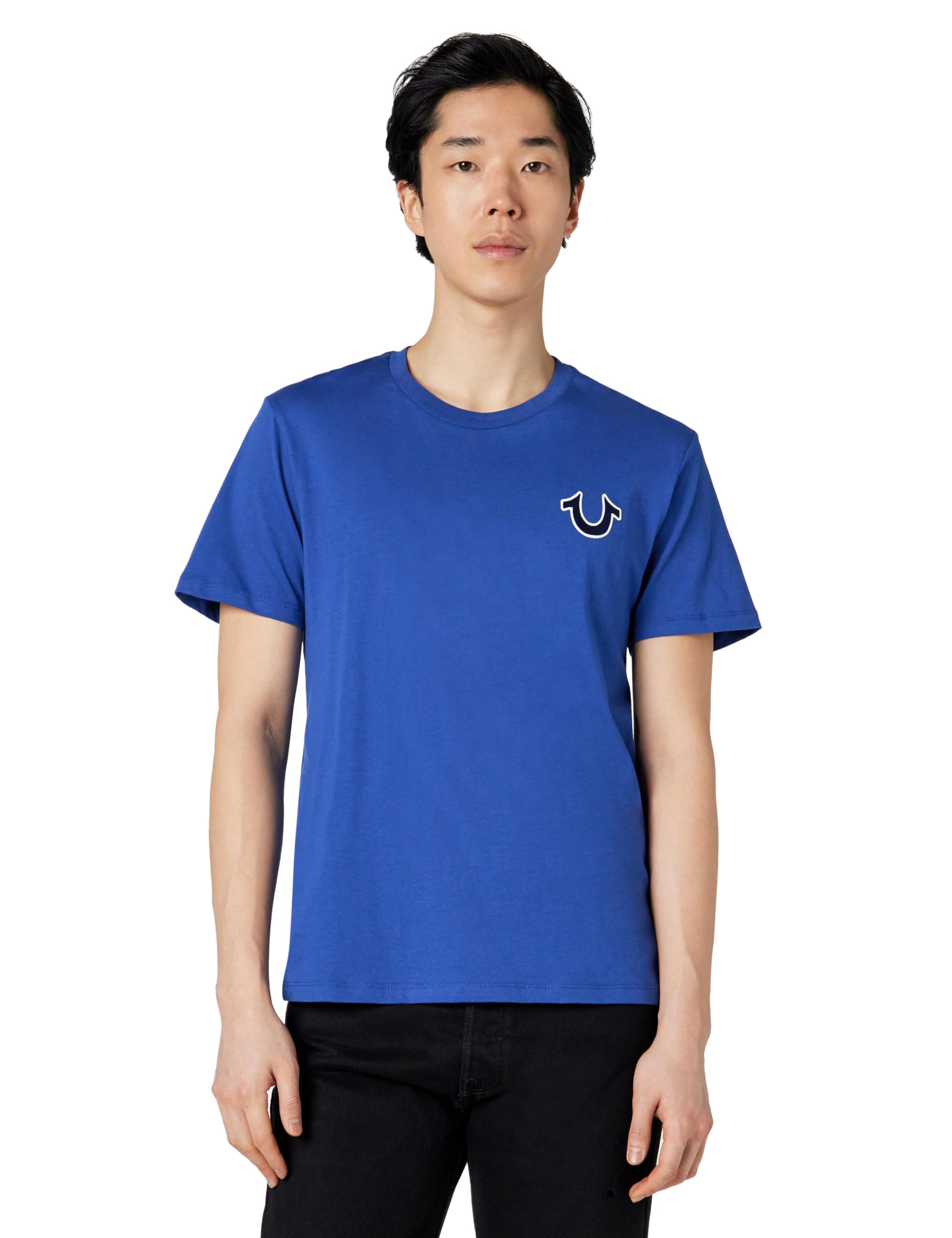 True Religion Men's Buddha Logo Crew Neck Tee, Cobalt, XXL