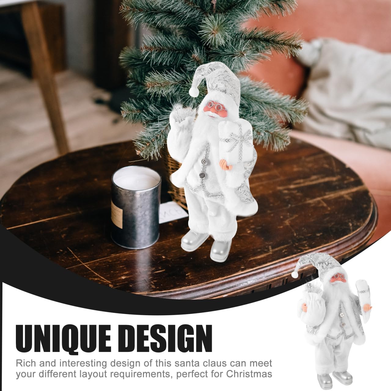 HOMSFOU Figura di Babbo Natale di Natale in plastica Statua in piedi Statua tradizionale di Natale Figurine Desktop Ornamento per le vacanze invernali Bomboniere di Natale
