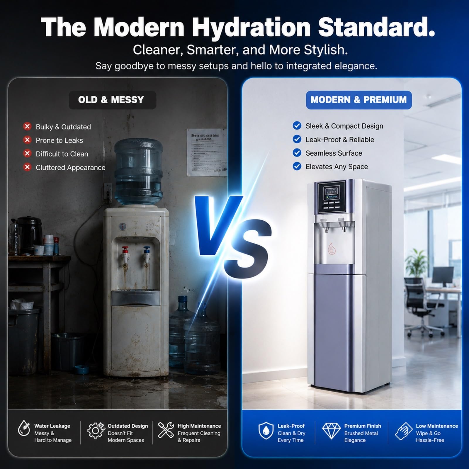 Dispenser Acqua Con Conduttura Da Terra,Armadio Di Stoccaggio Con Funzione Igienizzante,Distributore D'Acqua Con Conduttura Verticale Indipendente Dispositivo Di Raffreddamento Dell'Acqua