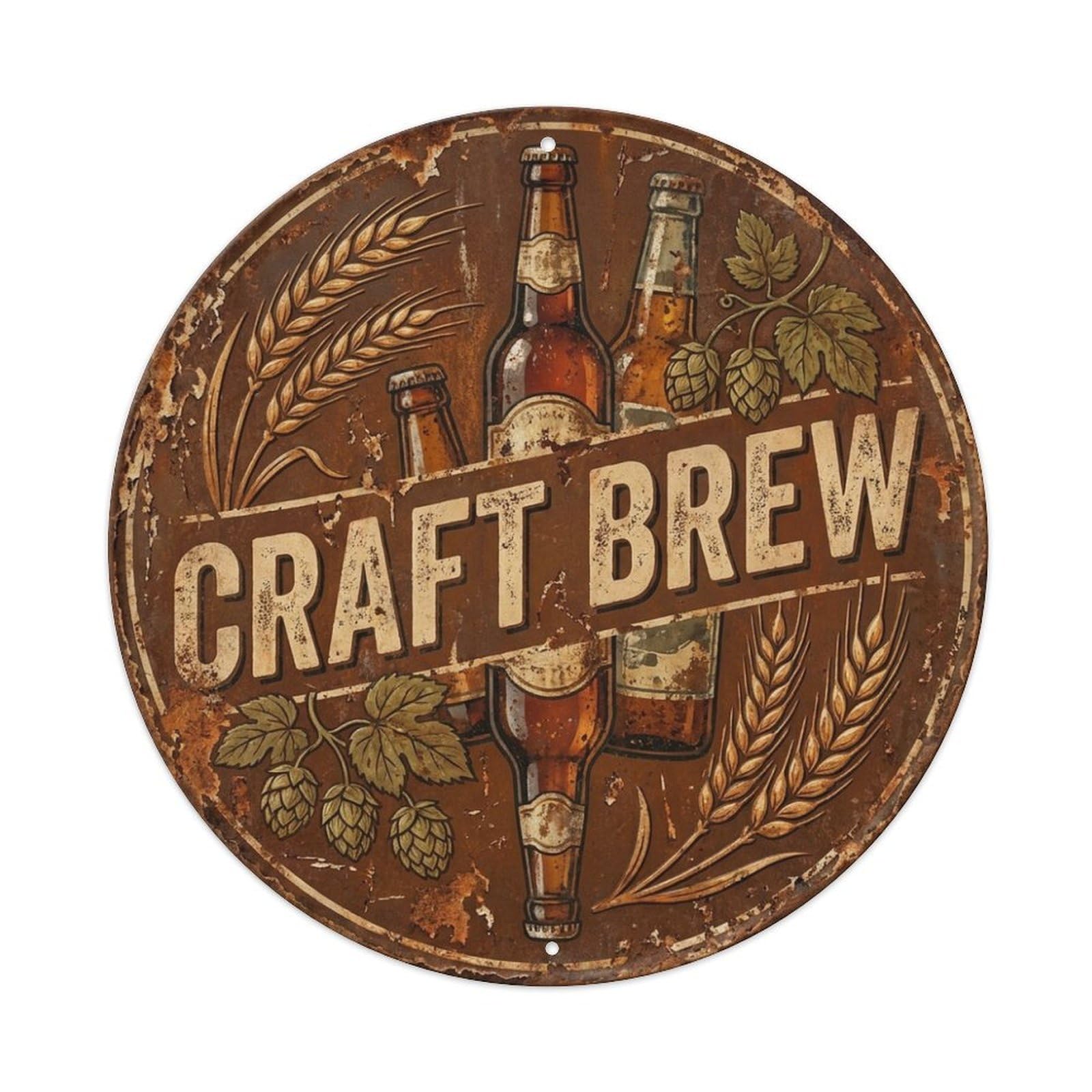 Craft Brew Brewery Beer Signage Bottle Hops Metal Tin Sign
