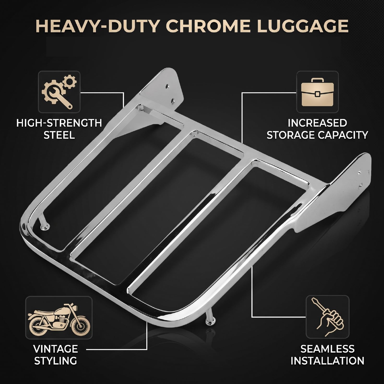 Asixxsix Zdejmowane Oparcie Bagażnika Sissy Bar, Srebrne