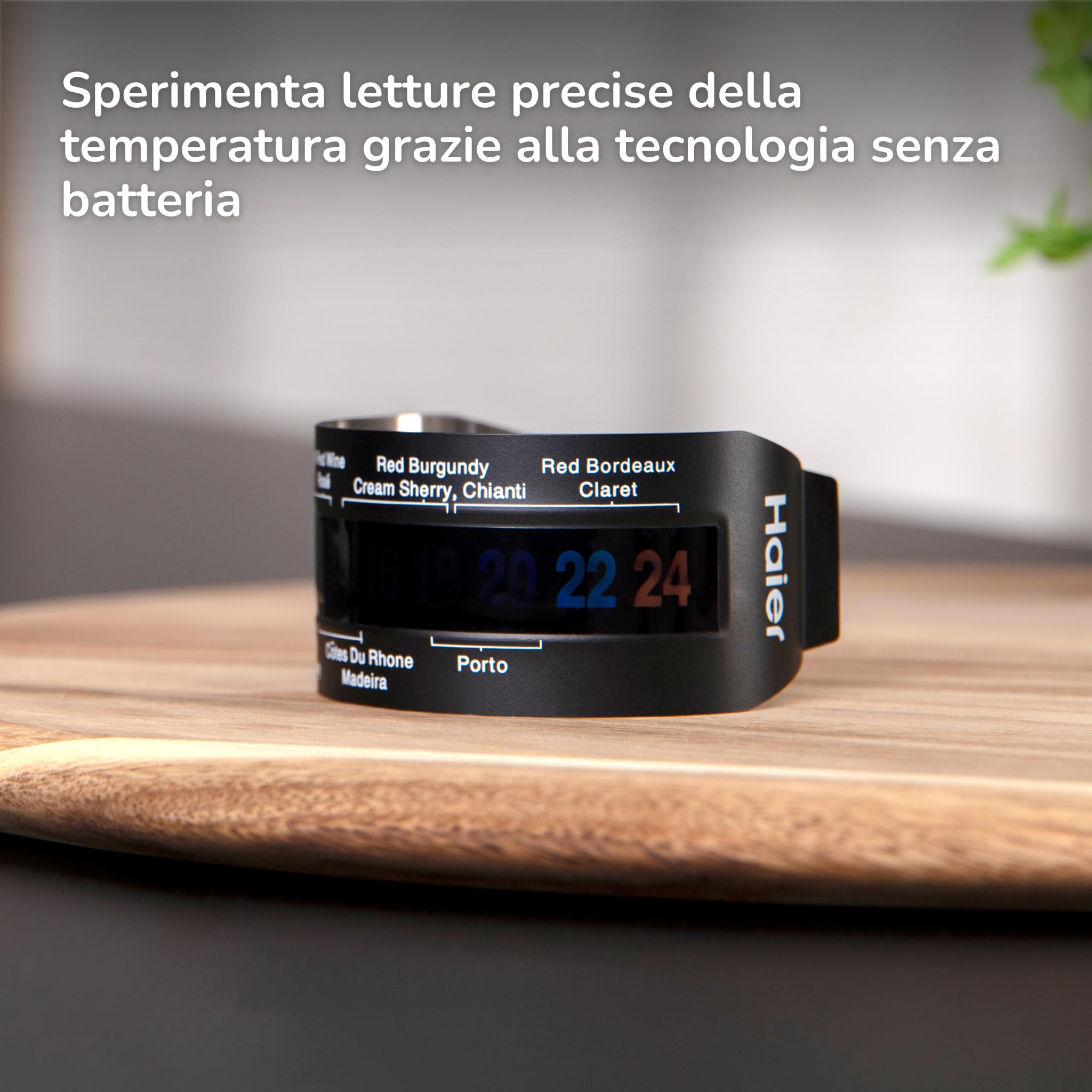 Termometro Per Vino In Acciaio Inox Con Clip E Display LCD – Senza Batterie, Per Vino, Champagne E Birra, Intervallo 4-24°C, Design Da Bracciale