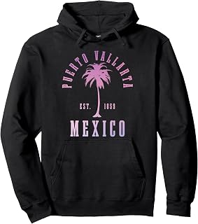 Puerto Vallarta Mexico Palm Tree Vintage Mexican Pullover Hoodie