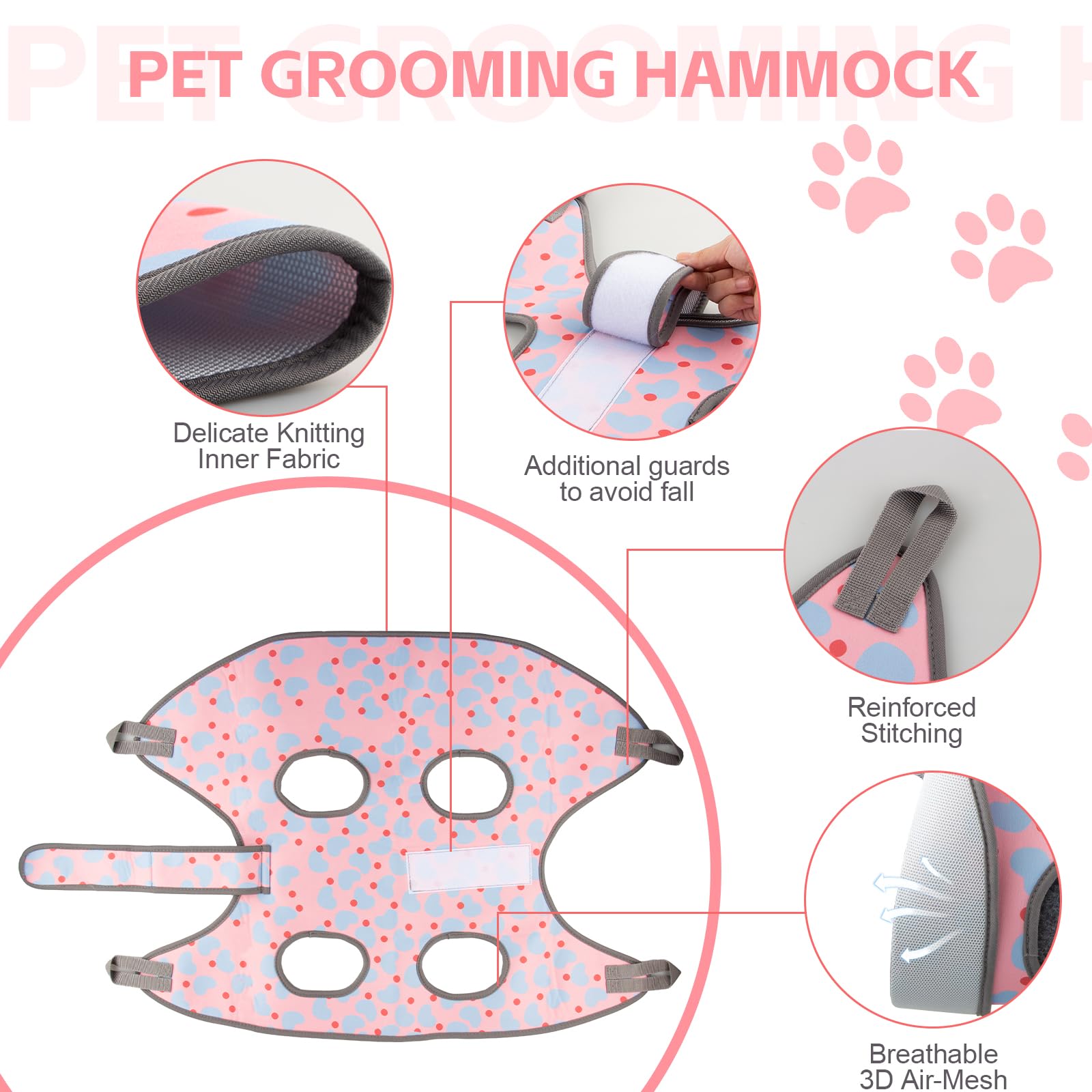 ATESON Hamaca de aseo para perros y gatos pequeños, arnés de aseo para perros para cortar uñas, ayudante de aseo de mascotas con cortaúñas/recortadores de uñas