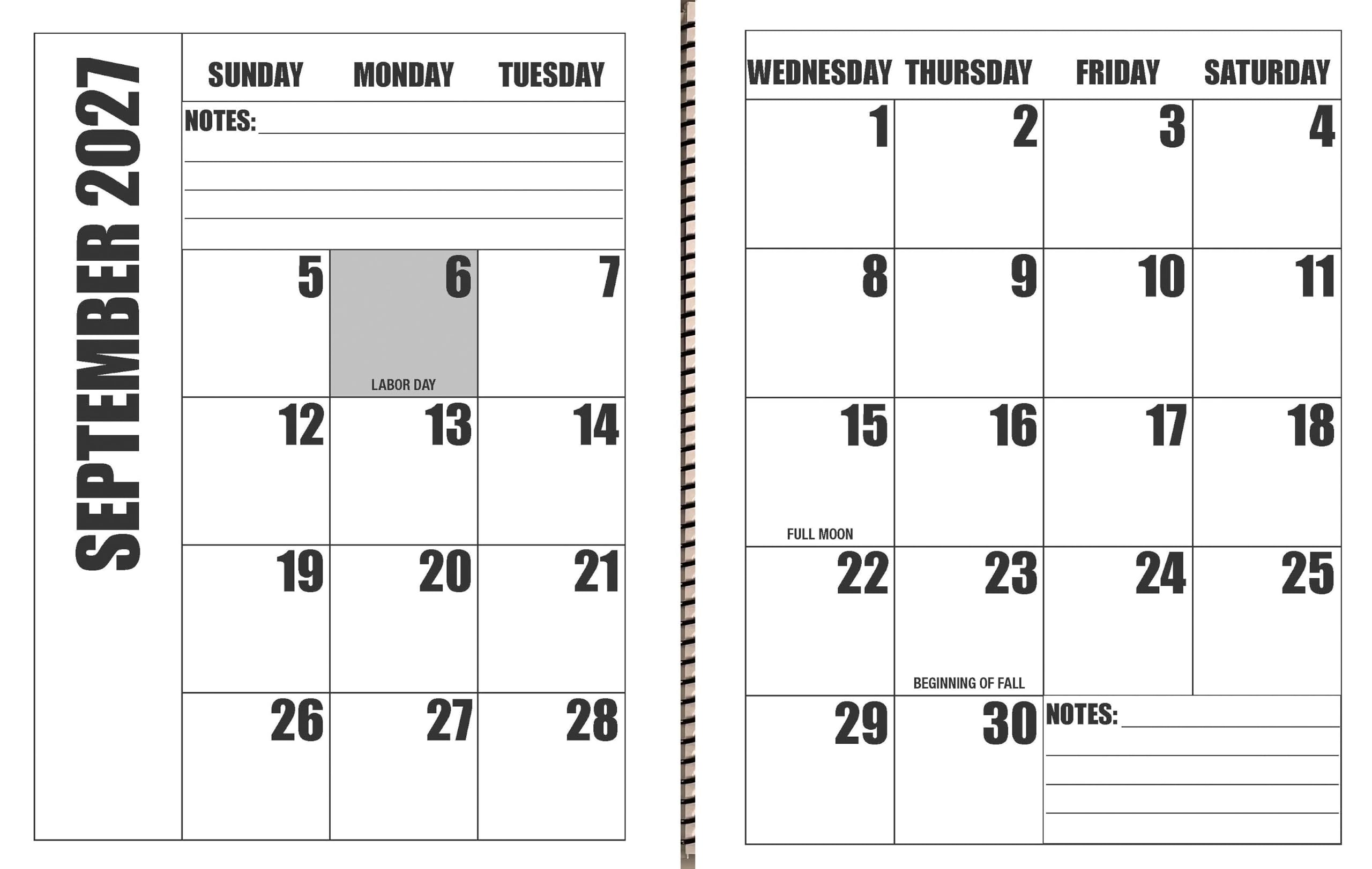 Jumbo Large Print Tischkalender 2025, schweres Papier, robuster Kalender, 43,2 x 27,9 cm, geöffnet oder geschlossen, misst 27,9 x 21,6 cm, 13 Monate, Januar 2025 bis Januar 2026, viel Platz zum