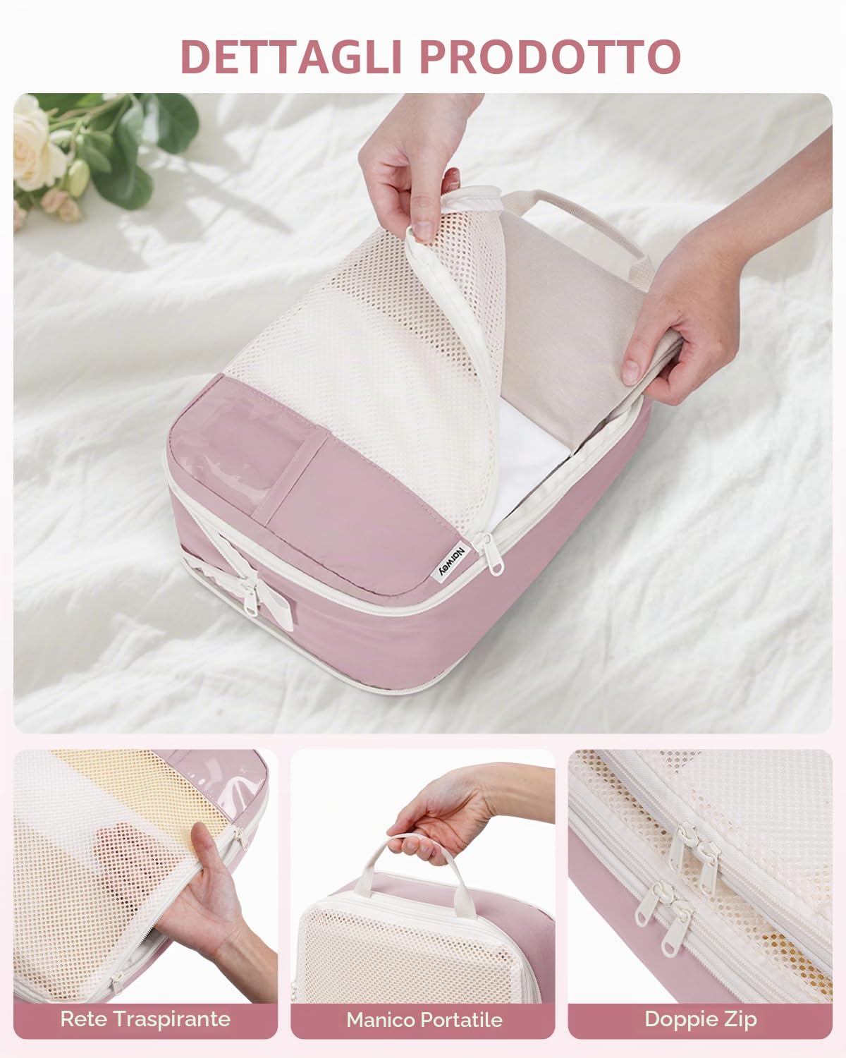 Narwey Organizer Valigia 6 Pezzi Packing Cubes Compression, Organizer Valigia Viaggio Compressione Salvaspazio, Viaggio Accessori Utili per Vestiti Scarpe Deposito per Viaggiare (Combinati)