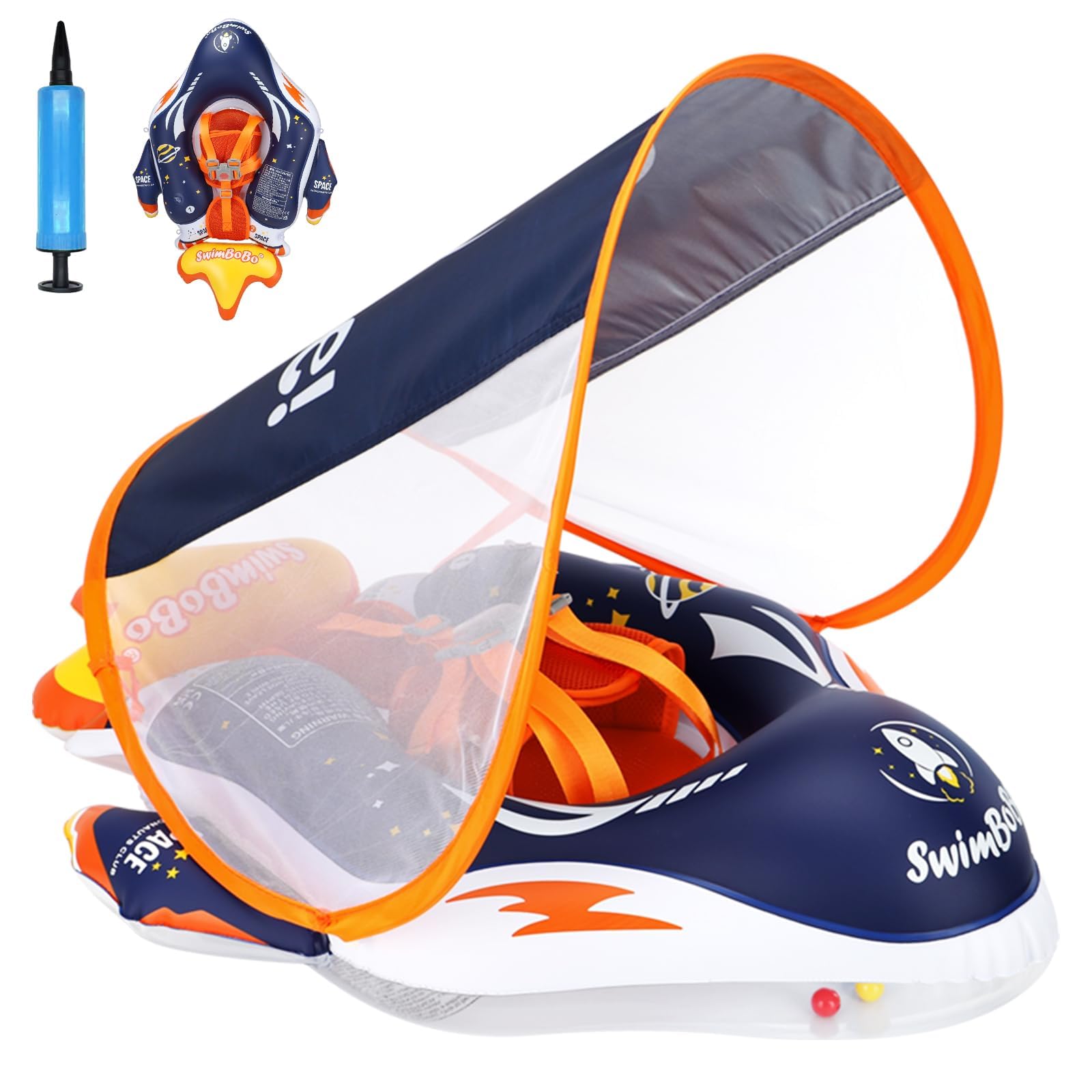 ROCKY&CHAO Baby Swim Float with Canopy โ image 1