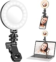 LED Video Light, Rechargeable Selfie Light with Phone Clip, 360 Degree Rotation Phone Light 3-Level Brightness Portable Cl...