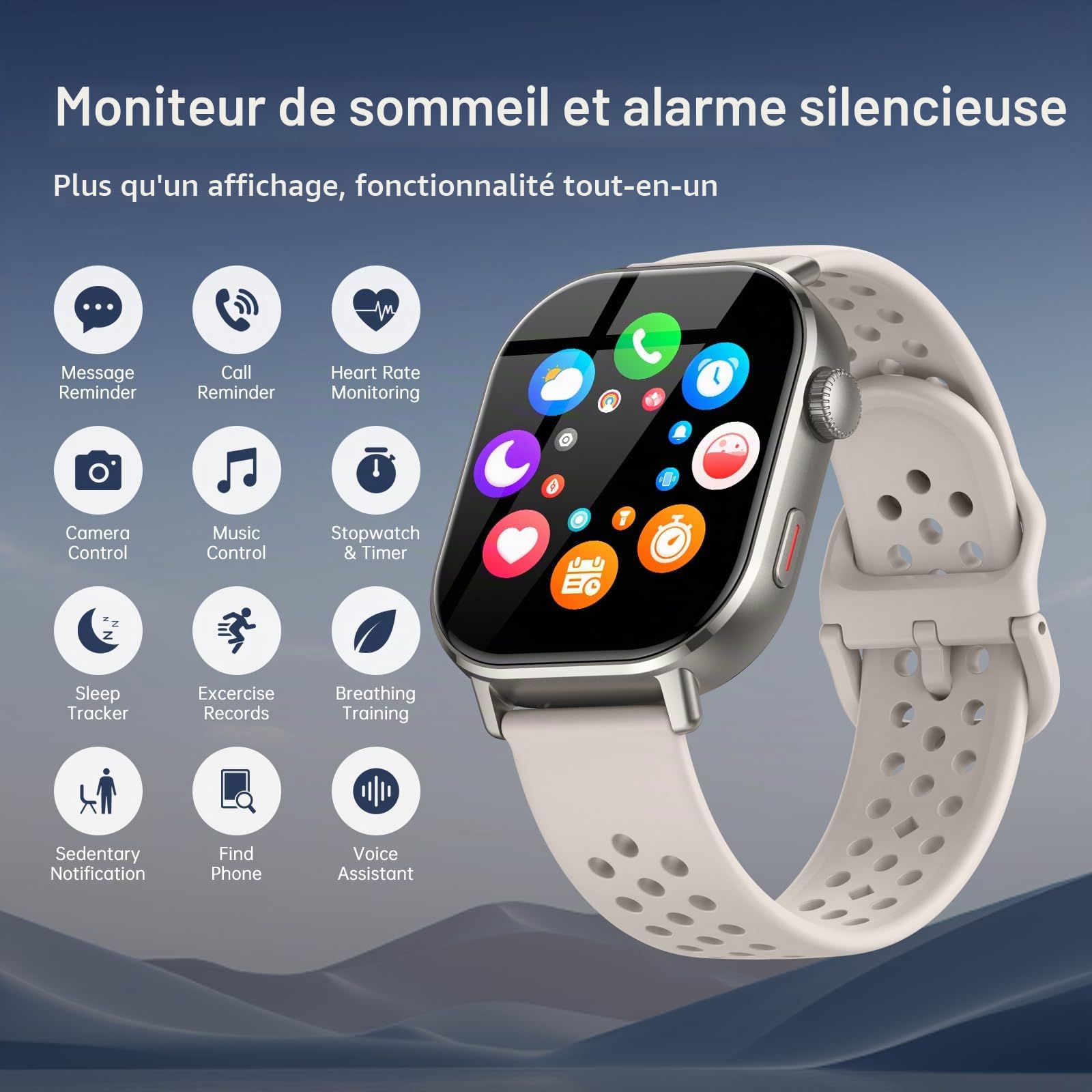 GPS Montre Connectée Homme Femme, AMOLED 2,06" Smartwatch 5ATM Étanche HD Appels Bluetooth, 110+Sportifs Montre Sport Podometre Cardiofrequencemetre SpO2 Sommeil, Montre Intelligente pour Android iOS