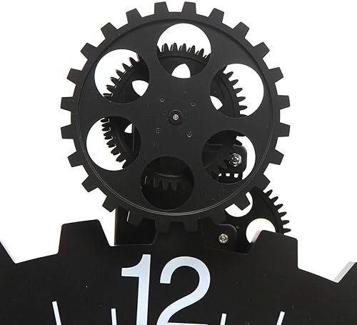 Miniatura 4 de 27 gran reloj de pared colgante moderno 3D arte rotativo engranaje reloj números arte diseño cuarzo movimiento mecánico calendario rueda negro reloj