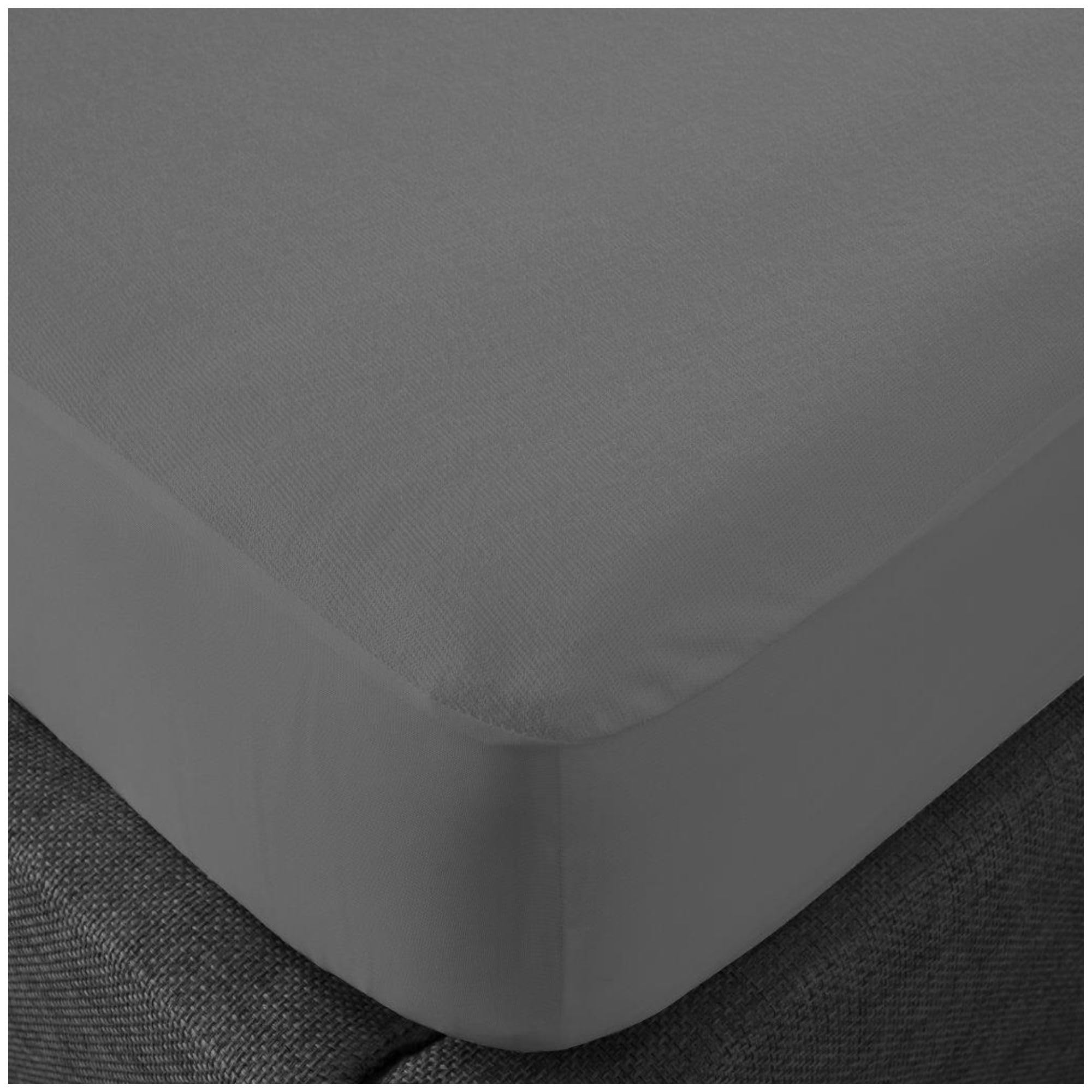 Velvetio Charcoal Waterproof Terry Towelling Mattress Protector, Soft Polycotton Non Allergic Fitted Sheet, Crinkle Free, Moisture Wicking, 15Cm Deep Topper Cover, Cot Bed Size,