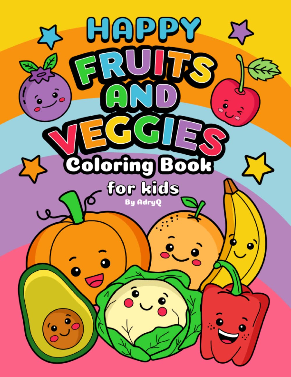 Happy Fruits and Veggies Coloring Book for Kids
