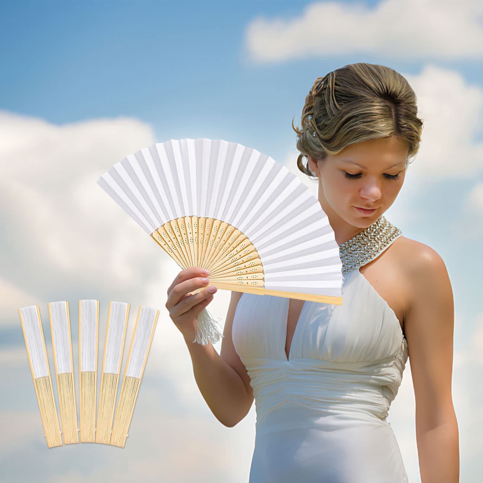 6-Pack Portable Foldable Hand Fans - Round Shape For Weddings, Parties, Office, Travel