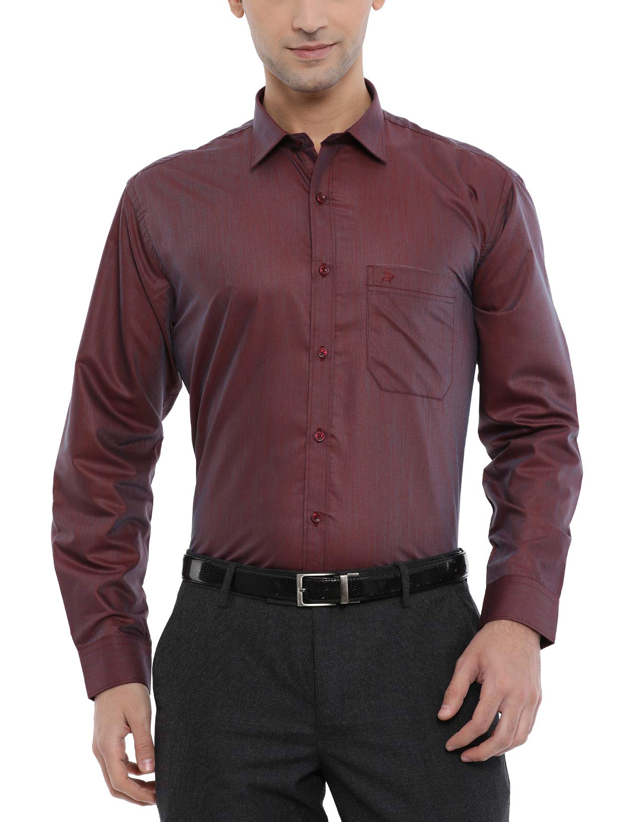 Pan America Men's Solid Regular Fit Formal Shirt (PA_590_590318_Purple-40_Purple_40)