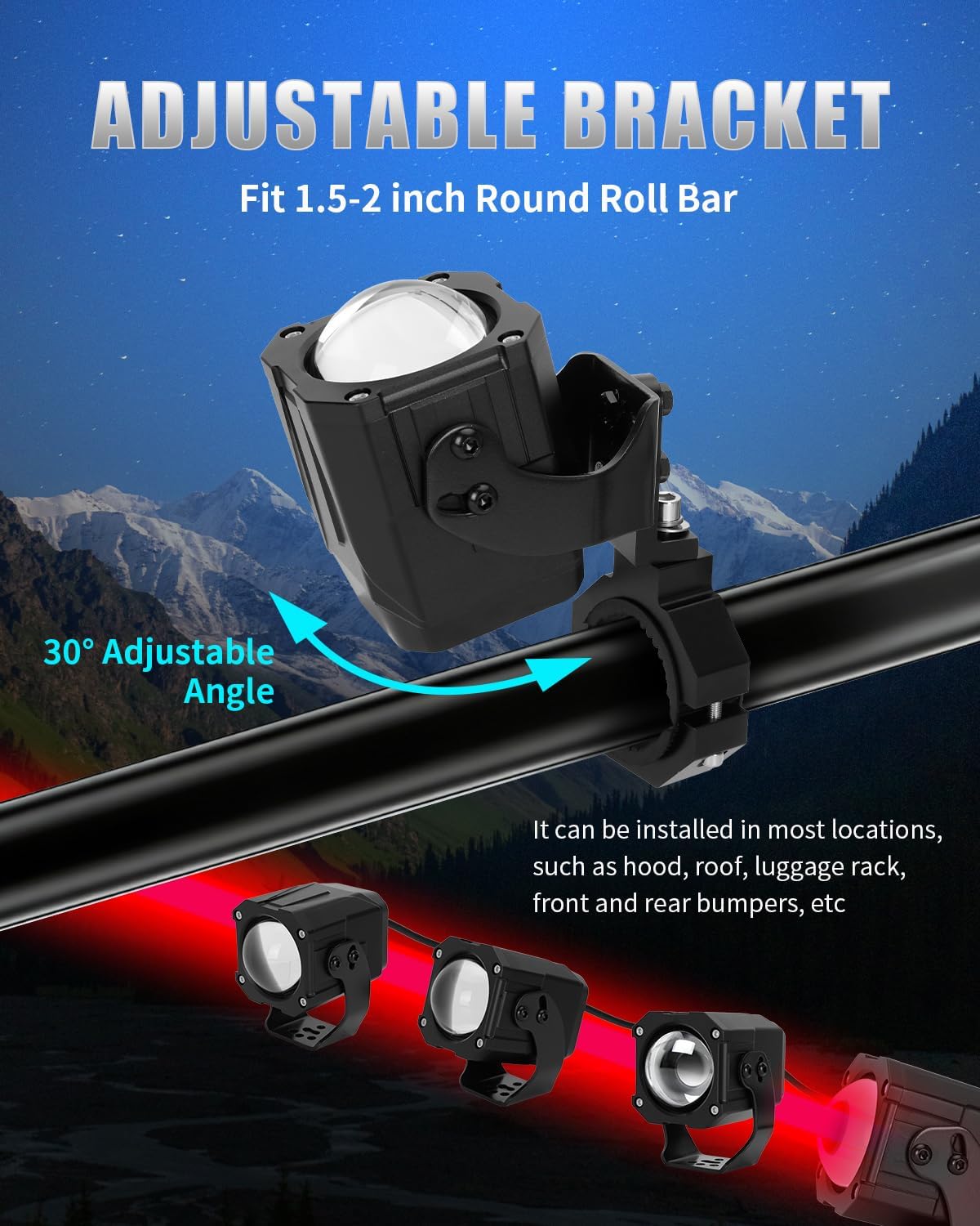 Whipless LED Whip Lights, 2 PCS Whip Lights Spot Beam with Installation Bracket, RGBW Chasing Modes Fit for 1.5''-2'' Roll Cage, Whip Lights for Polaris RZR, Can-Am Maverick X3, UTV, ATV, SXS, Truck
