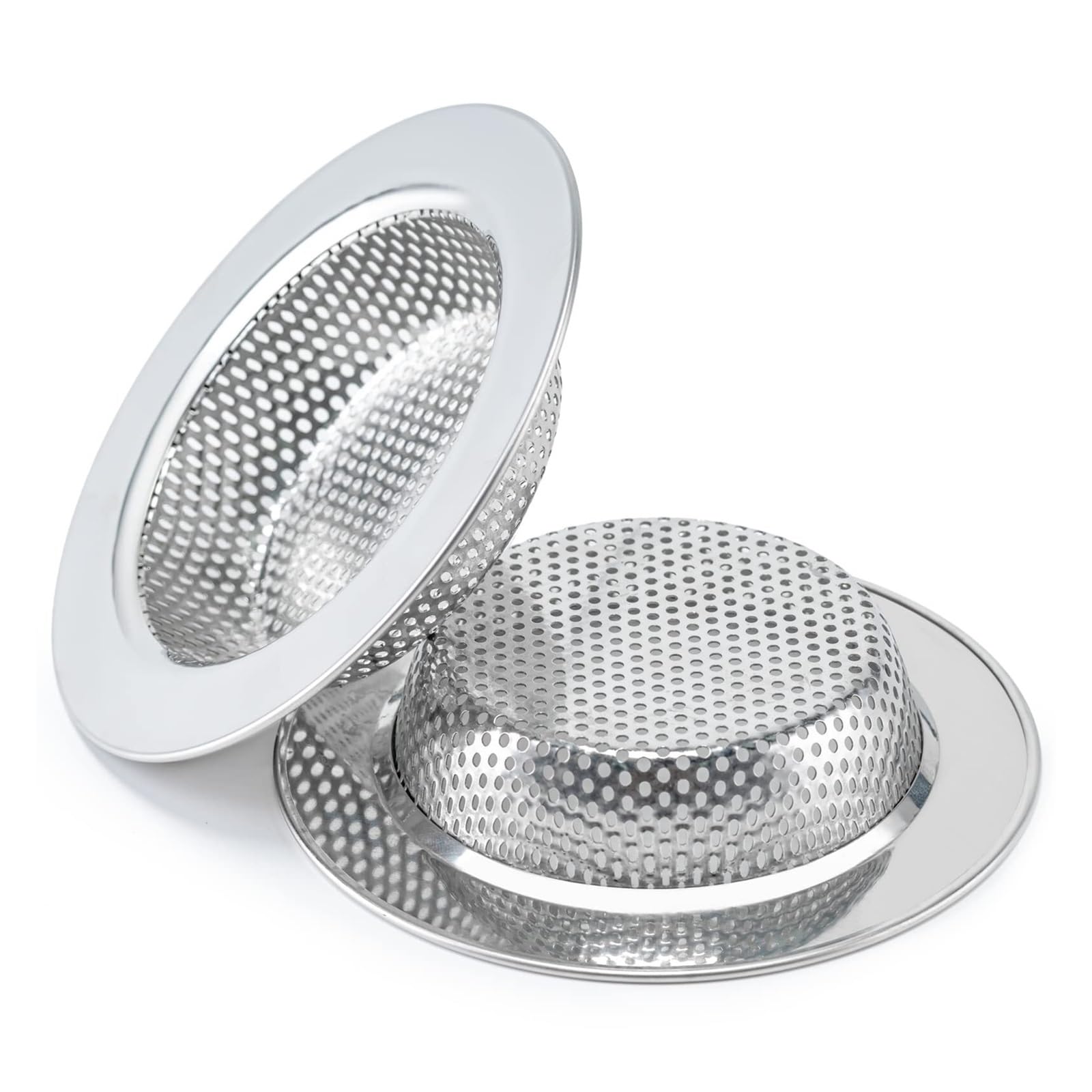 2 Pcs Kitchen Sink Strainer Stainless Steel Punching Drain