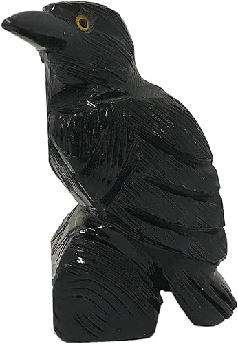 Miniatura 8 de Gem Avenue Talla de cristal de cuervo de obsidiana negra  Figura espiritual hecha a mano para altar, curación energética y regalos
