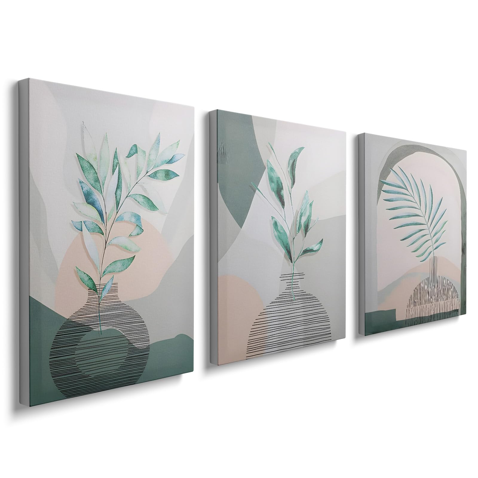 prinfantasy Wall Art Room Decor Flower Set of 3 Green Flowers Pictures Aesthetic Room Decor Flower Modern Paintings Gifts Art for Friends (12 x 16)