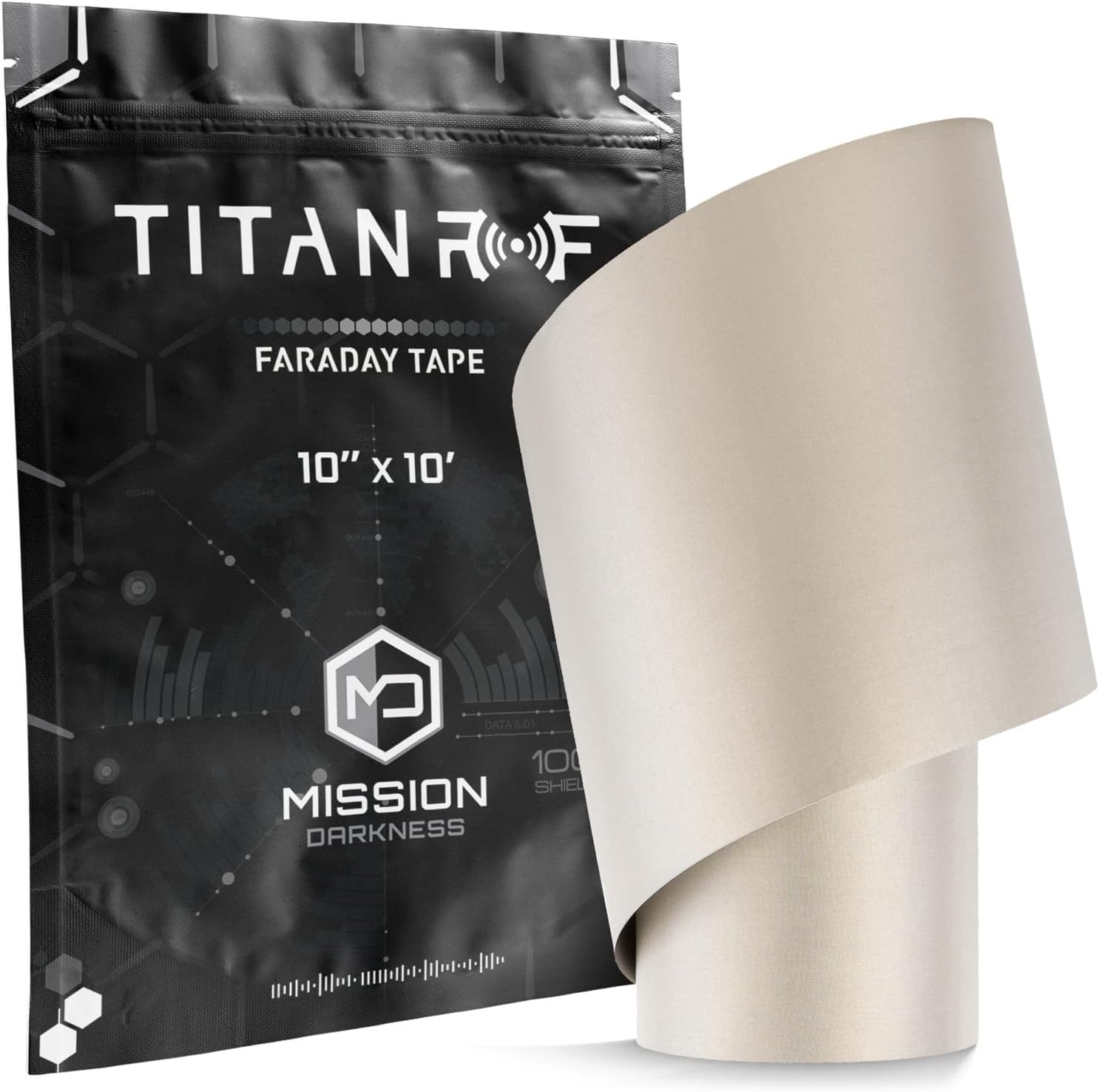 TitanRF Faraday Tape // 10in W x 10ft L (25.4cm x 3.05m) High-Shielding Conductive Adhesive Tape Roll Used to Connect TitanRF Fabric Sheets or Seal RF Enclosures