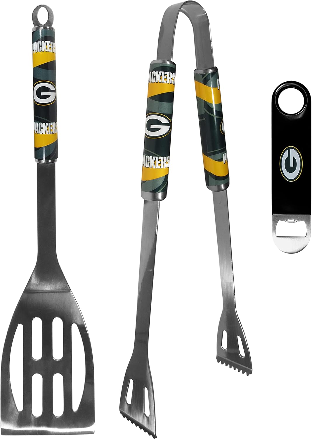 NFL Green Bay Packers Unisex 2 pc BBQ Set and Bottle Opener, Team Colors, One Size 9 71S2 XfVtUL. AC SL1500