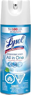Lysol Disinfectant Spray, All in One, Crisp Linen, Disinfect and Eliminate Odours on Hard Surfaces and Fabrics, Kills 99.99% of Viruses & Bacteria, 350g