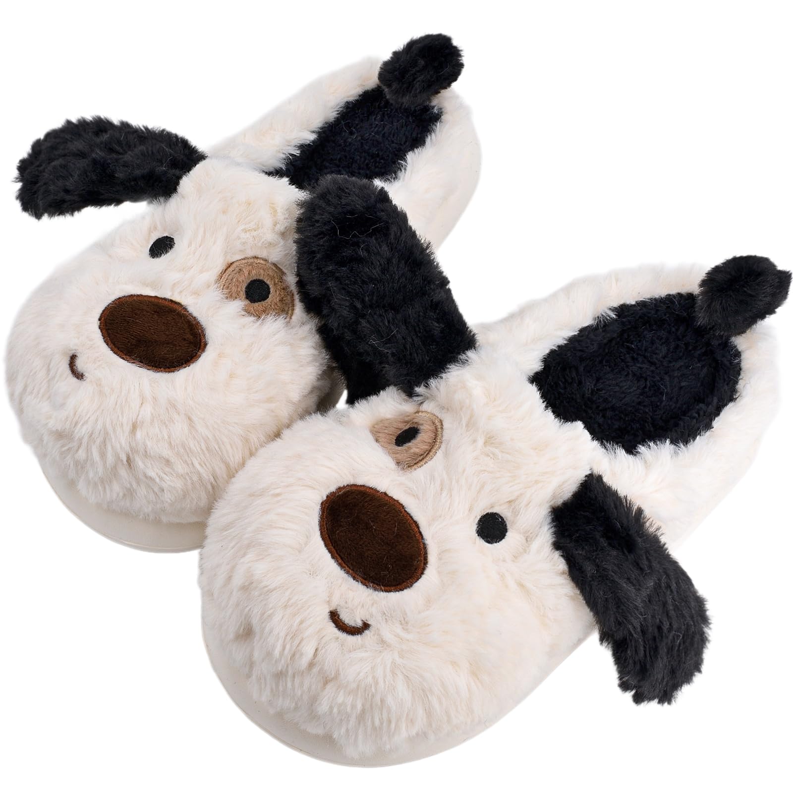 Dog Slippers for Women Men Cute Fluffy Animal Slippers Dalmatian Cotton Shoes Warm Winter Wear Home Cozy Furry