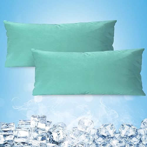 Juego de 2 fundas de almohada refrescantes, 18 x 18 pulgadas, con doble cara para el frío, absorben la humedad, con cremallera oculta, fundas de